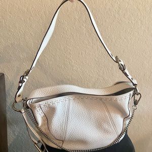 🔥AUTHENTIC 🔥DOLCE & GABBANA WHITE PEBBLE LEATHER HANDBAG With TAN TRIM🔥
